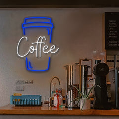 LED Neon Sign of a takeaway coffee cup with the word "Coffee"