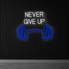 Never Give Up Dumbbells Neon Sign Suitable For Gym