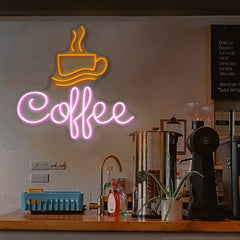 Neon Business Sign for Cafe, Coffee Cup Neon Sign