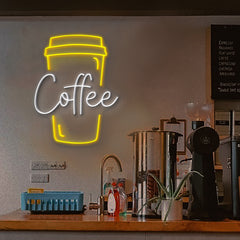 LED Neon Sign of a takeaway coffee cup with the word "Coffee"