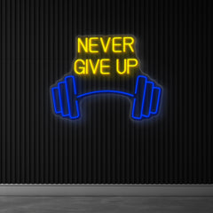 Never Give Up Dumbbells Neon Sign Suitable For Gym