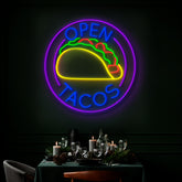Open Tacos Neon Sign - Eye-Catching Neon Light for Taco Restaurants & Bars