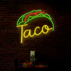 Taco Neon Sign - Vibrant LED Neon Light for Taco Bars, Restaurants & Food Trucks