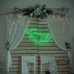Til Death Neon Sign for Romantic or Edgy Room Decor