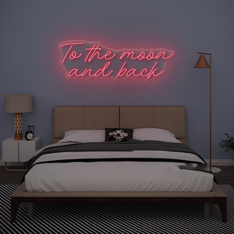 To the Moon and Back Neon Sign – Romantic LED Wall Light