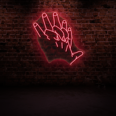 Hand in Hand Neon Sign – Romantic LED Wall Light for Couples