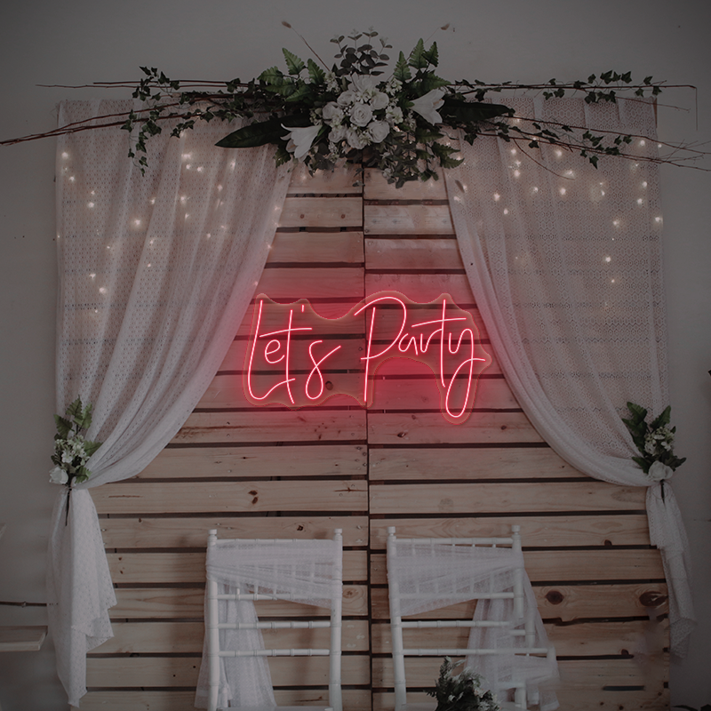 Let’s Party Neon Sign – LED Wall Light for Bars, Lounges, or Event Spaces