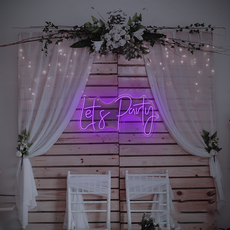 Let’s Party Neon Sign – LED Wall Light for Bars, Lounges, or Event Spaces